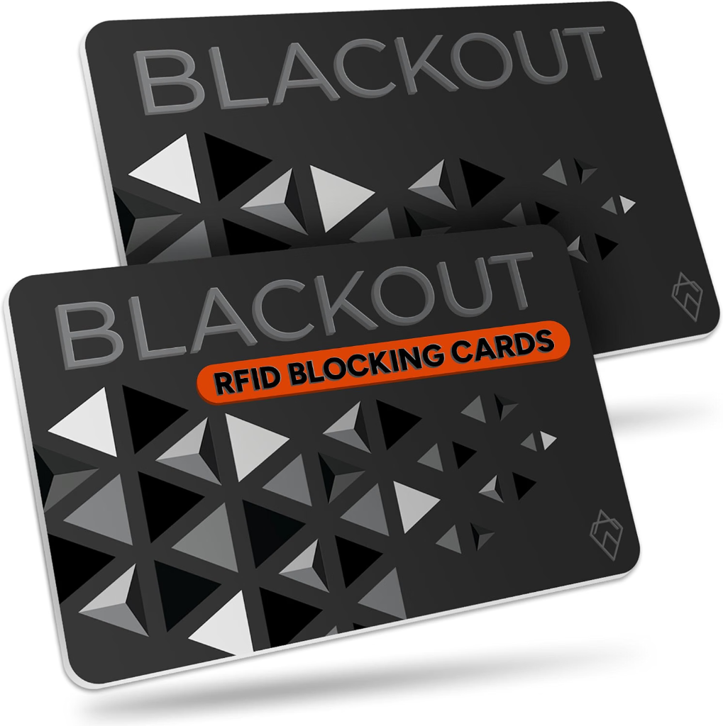 Blackout by AKIELO RFID blocking cards 2-pack in matte black with geometric faceted triangle design