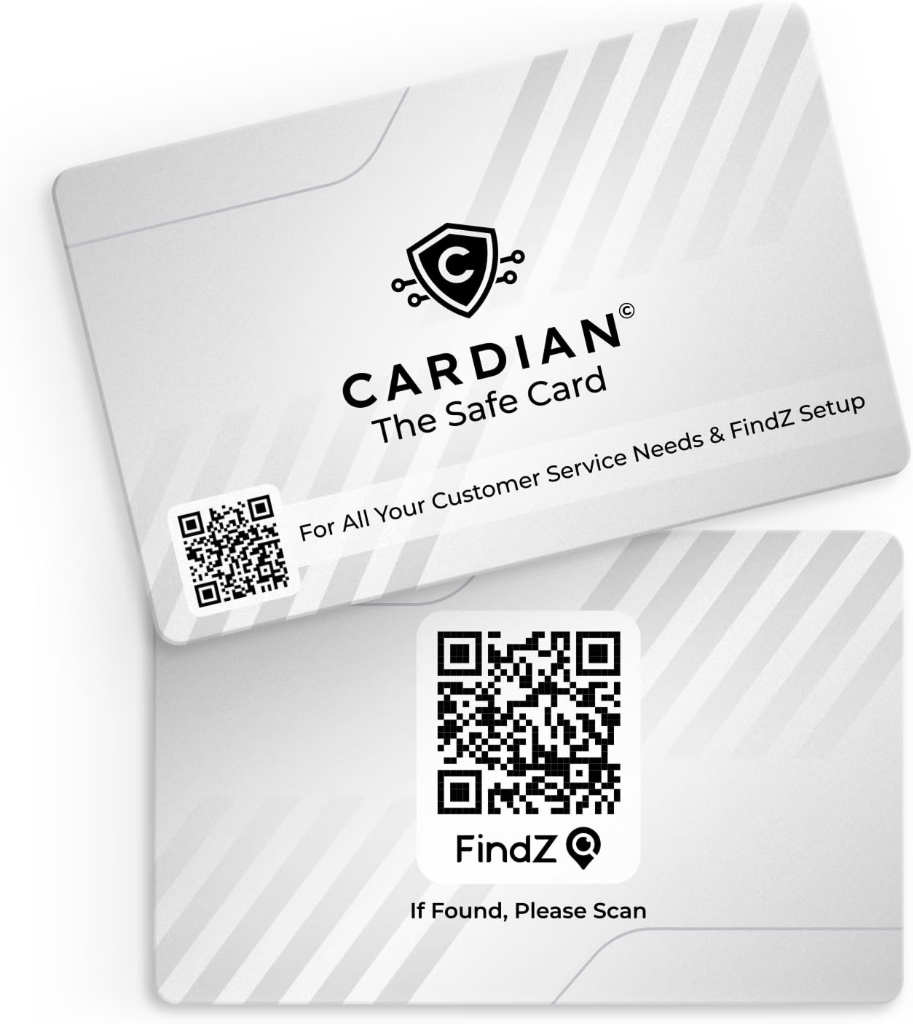 Cardian The Safe Card white RFID blocking cards set of 3 with QR code scan-if-found feature