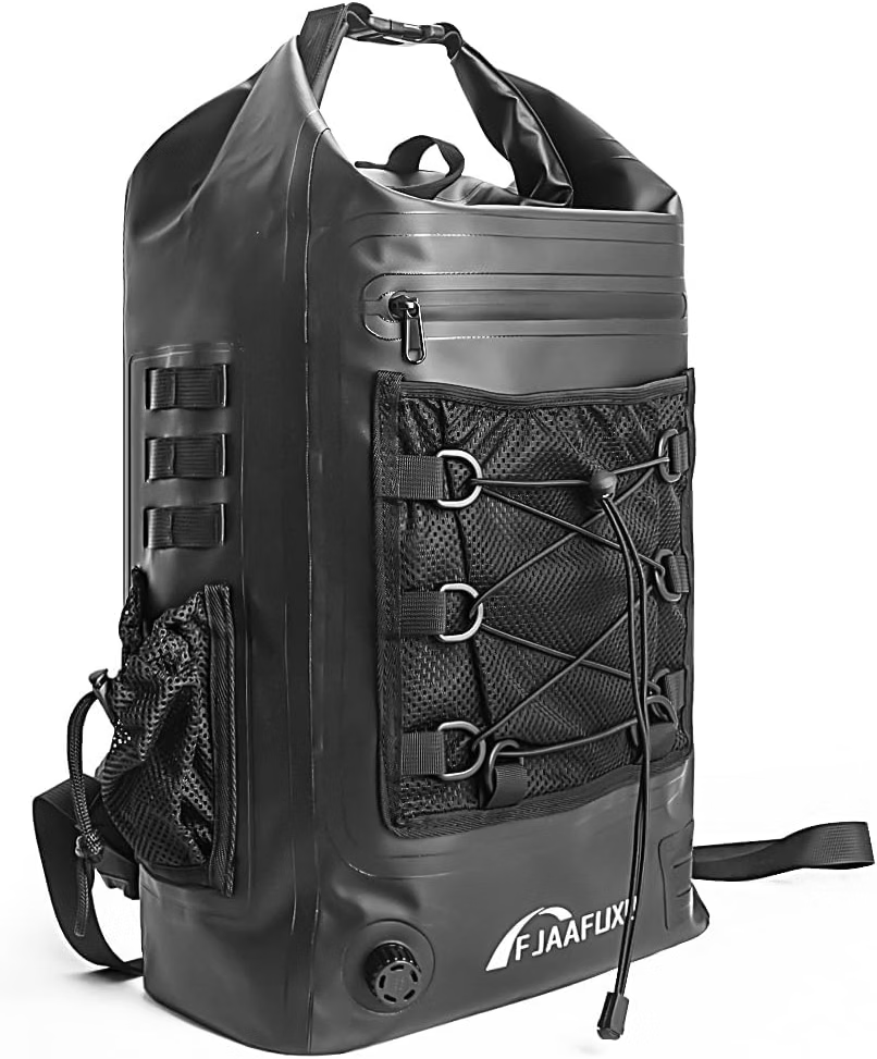 FJAAFUXD 30L Faraday Travel Backpack Dry Bag with roll-down closure and front bungee cord net