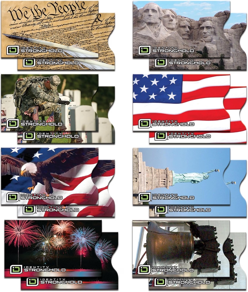 ID Stronghold patriotic flag design RFID blocking card sleeves