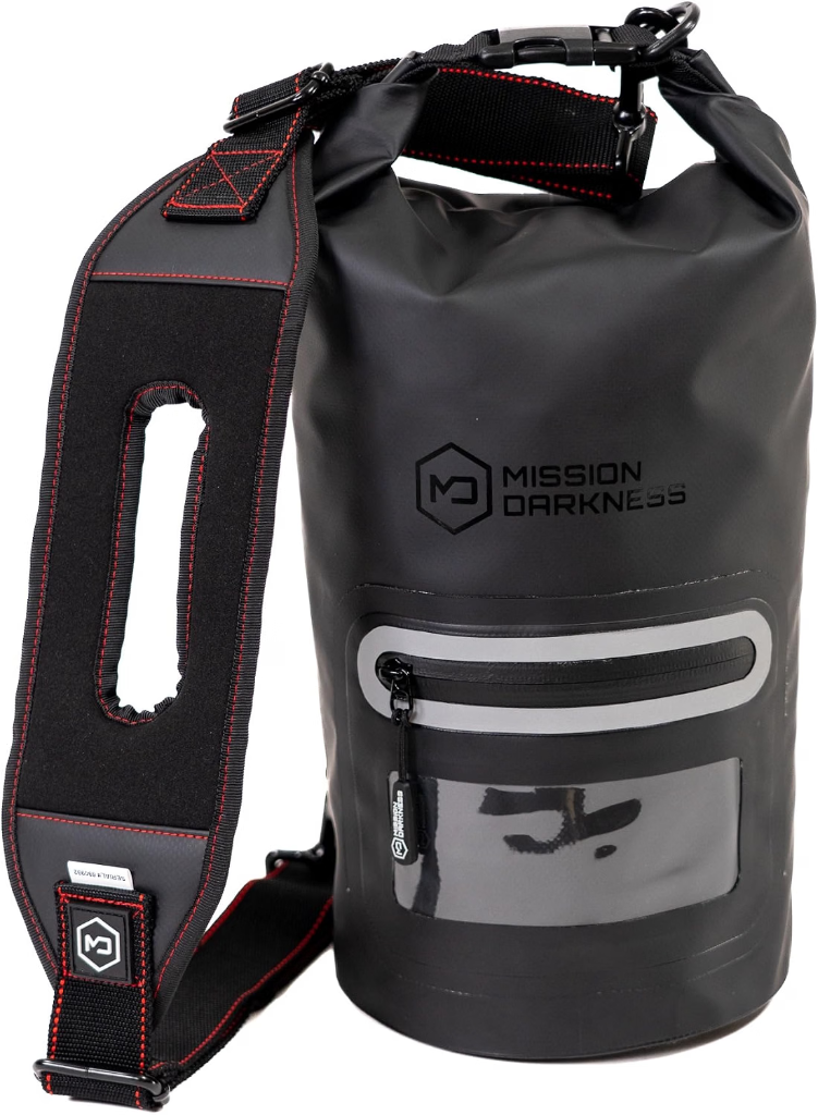 Mission Darkness Dry Shield Faraday Tote 7L with padded shoulder strap and roll-down closure